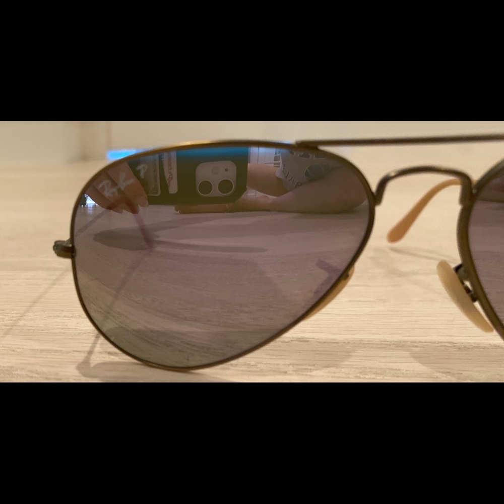 Ray Ban Aviator Polarized Lilac Flash Sunglasses - Picture 9 of 12